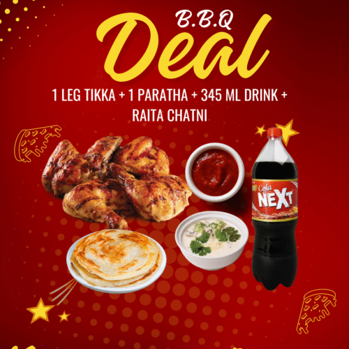1 LEG TIKKA + 1 PARATHA + 345 ML DRINK + RAITA CHATNI