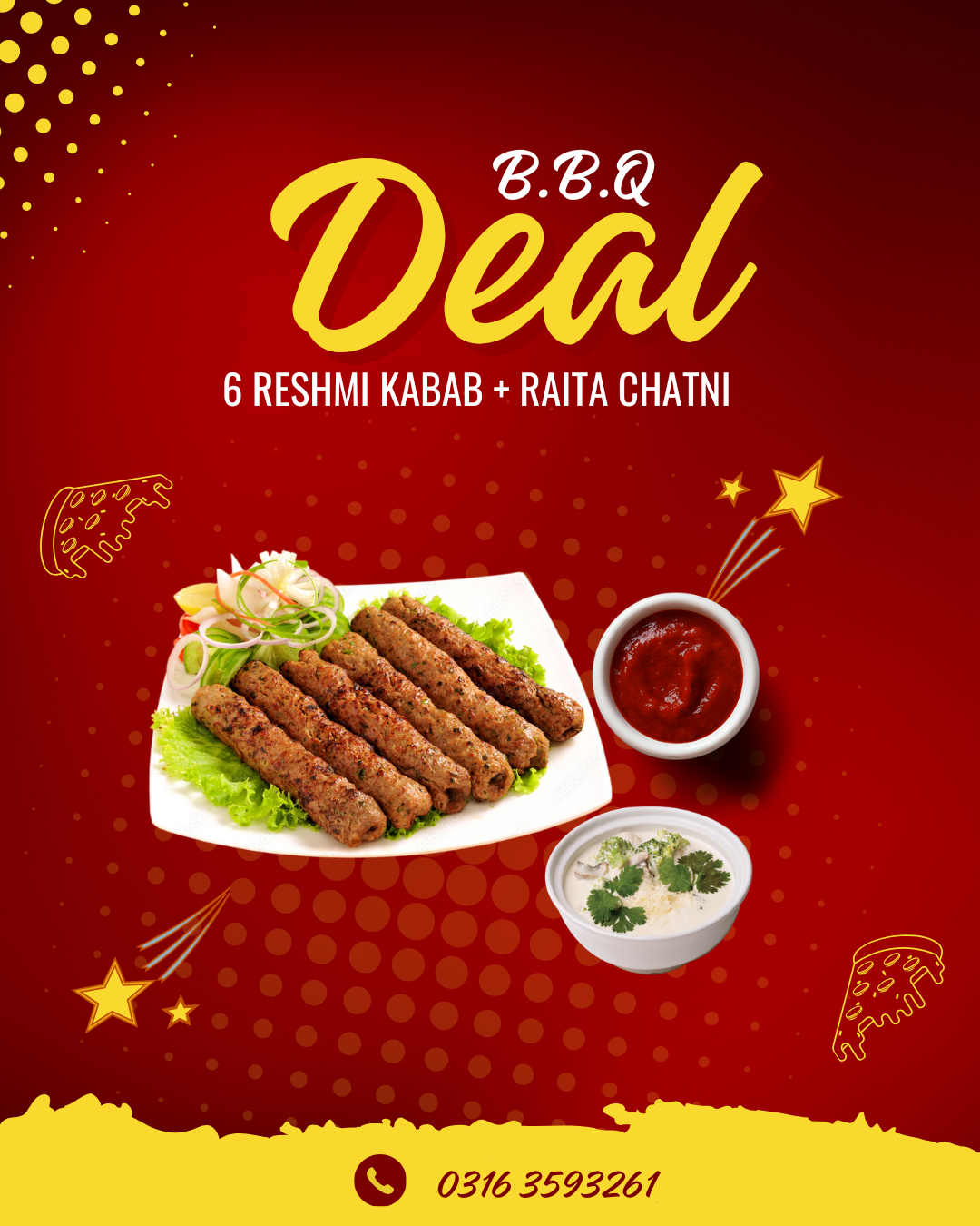 6 RESHMI KABAB + RAITA CHATNI