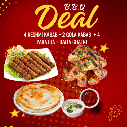 4 RESHMI KABAB + 2 GOLA KABAB  + 4 PARATHA + RAITA CHATNI