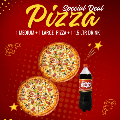 Deal 13 1 Large Pizza + 1 Medium Pizza with 1.5 Ltr Cold Drink