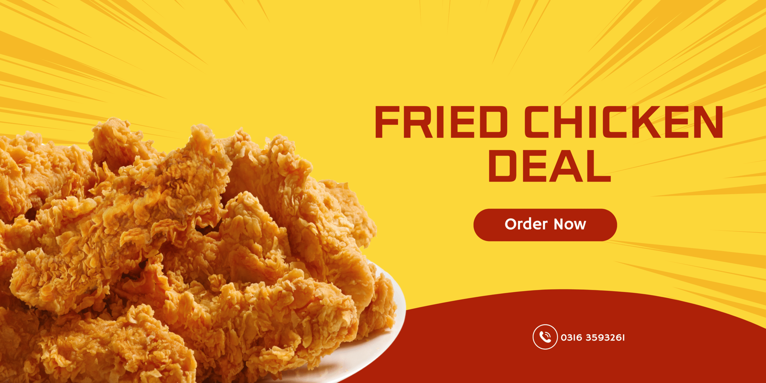 Yellow Red Modern Fried Chicken Promotion Banner